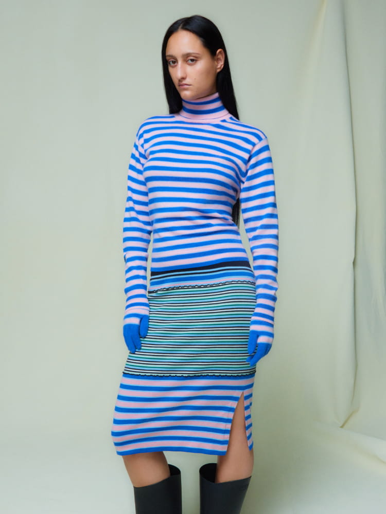 Pre-owned: Marni X Uniqlo Cashmere Striped Turtleneck in Orange
